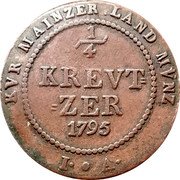 Germany 1/4 Kreutzer 1795 IA KM# 402 Mainz / Archbishopric-Electorate / Regular Coinage coin reverse