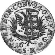 Germany 4 Grote (1/18 Thaler) 1764 KM# 100 Jever / Lordship / Regular Coinage coin reverse Germany 4 Grote (1/18 Thaler) 1764 KM# 100 Jever / Lordship / Regular Coinage coin reverse