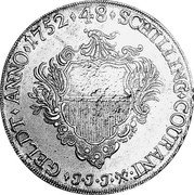 Germany 48 Schilling (Courantthaler) 1752 JJJ KM# 168.2 Lübeck / Free City / Regular Coinage coin reverse Germany 48 Schilling (Courantthaler) 1752 JJJ KM# 168.2 Lübeck / Free City / Regular Coinage coin reverse