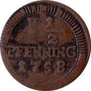 Germany 1-1/2 Pfenning 1758 KM# 336 City / Regular Coinage coin reverse