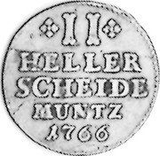 Germany 2 Heller 1766 KM# 10 Nassau-Dietz / Principality / Regular Coinage coin reverse
