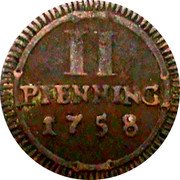 Germany 2 Pfenning 1758 KM# 337 City / Regular Coinage coin reverse Germany 2 Pfenning 1758 KM# 337 City / Regular Coinage coin reverse