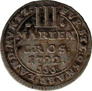 Germany 3 Mariengroschen 1722 JJJ KM# 221 Osnabrück / Bishopric / Regular Coinage coin reverse