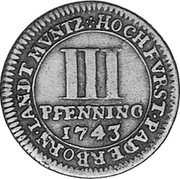 Germany 3 Pfenning (Dreier) 1743 KM# 218 Paderborn / Bishopric / Regular Coinage coin reverse