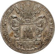 Germany 32 Schilling (2 Mark) 1767 OHK KM# 440 Hamburg / Free City / Regular Coinage coin reverse