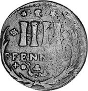 Germany 4 Pfennig 1760 KM# 184 Osnabrück / City / Regular Coinage coin reverse Germany 4 Pfennig 1760 KM# 184 Osnabrück / City / Regular Coinage coin reverse