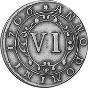 Germany 6 Pfenning 1706 KM# 173.2 Paderborn / Bishopric / Regular Coinage coin reverse