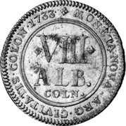 Germany 8 Albus 1733 HK KM# 431 Free City (Köln) / Regular Coinage coin reverse Germany 8 Albus 1733 HK KM# 431 Free City (Köln) / Regular Coinage coin reverse