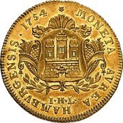 Germany 2 Ducat 1754 IHL KM# 413 Hamburg / Free City / Trade Coinage coin reverse Germany 2 Ducat 1754 IHL KM# 413 Hamburg / Free City / Trade Coinage coin reverse