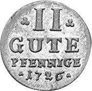 Germany 2 Gute Pfennig 1726 KM# 98 Goslar / Free City / Regular Coinage coin reverse