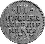 Germany 2 Heller 1727 KM# 395 Landgraviate / Regular Coinage coin reverse