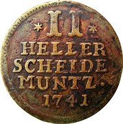 Germany 2 Heller 1741 KM# 412 Landgraviate / Regular Coinage coin reverse