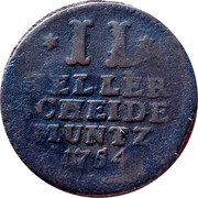 Germany 2 Heller 1754 KM# 446 Landgraviate / Regular Coinage coin reverse