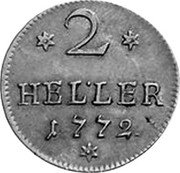 Germany 2 Heller 1772 KM# 498 Landgraviate / Regular Coinage coin reverse