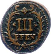 Germany 3 Pfennig 1730 KM# 75 Hamm / City / Regular Coinage coin reverse