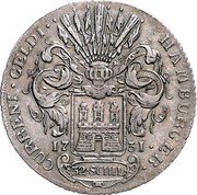 Germany 32 Schilling (2 Mark) 1731 IHL KM# 384 Hamburg / Free City / Regular Coinage coin reverse