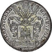 Germany 32 Schilling (2 Mark) 1758 IHL KM# 402 Hamburg / Free City / Regular Coinage coin reverse