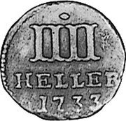 Germany 4 Heller 1733 KM# 402.1 Landgraviate / Regular Coinage coin reverse Germany 4 Heller 1733 KM# 402.1 Landgraviate / Regular Coinage coin reverse