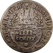Germany 4 Schilling 1728 IHL KM# 359.1 Hamburg / Free City / Regular Coinage coin reverse