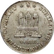 Germany 8 Schilling (1/2 Mark) 1797 OHK KM# 515 Hamburg / Free City / Regular Coinage coin reverse