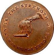 USA Cent 1793 KM# Tn70.2 Kentucky Tokens * UNANIMITY IS THE STRENGTH OF SOCIETY OUR CAUSE IS JUST coin obverse USA Cent 1793 KM# Tn70.2 Kentucky Tokens * UNANIMITY IS THE STRENGTH OF SOCIETY OUR CAUSE IS JUST coin obverse