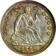 USA Half Dime Seated Liberty 1849 KM# 62.2 LIBERTY coin obverse USA Half Dime Seated Liberty 1849 KM# 62.2 LIBERTY coin obverse