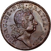 USA Halfpenny Hibernia 1724 KM# 23.1 GEORGIUS ∙ DEI ∙ GRATIA ∙ REX ∙ coin obverse USA Halfpenny Hibernia 1724 KM# 23.1 GEORGIUS ∙ DEI ∙ GRATIA ∙ REX ∙ coin obverse
