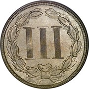 USA III Cents Three Cent Nickel 1872 KM# 95 III coin reverse USA III Cents Three Cent Nickel 1872 KM# 95 III coin reverse