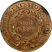 USA One Cent Birch Pattern 1792 KM# PnH1 UNITED STATES OF AMERICA. ONE CENT 1/100 coin reverse