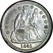 USA One Dime Seated Liberty 1841 KM# 63.2 LIBERTY coin obverse USA One Dime Seated Liberty 1841 KM# 63.2 LIBERTY coin obverse