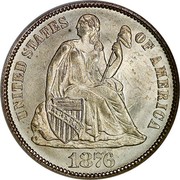 USA One Dime Seated Liberty 1876 Type 1 rev KM# A92 UNITED STATES OF AMERICA LIBERTY coin obverse USA One Dime Seated Liberty 1876 Type 1 rev KM# A92 UNITED STATES OF AMERICA LIBERTY coin obverse