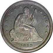 USA Quar. Dol. Seated Liberty 1839 KM# 64.1 LIBERTY coin obverse USA Quar. Dol. Seated Liberty 1839 KM# 64.1 LIBERTY coin obverse