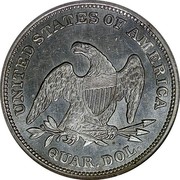 USA Quar. Dol. Seated Liberty 1839 KM# 64.1 UNITED STATES OF AMERICA QUAR. DOL. coin reverse USA Quar. Dol. Seated Liberty 1839 KM# 64.1 UNITED STATES OF AMERICA QUAR. DOL. coin reverse