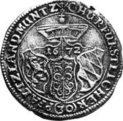 Germany 30 Kreuzer (1/2 Gulden) 1672 KM# 100 Pfalz / Electorate / Regular Coinage coin reverse