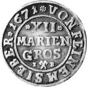 Germany 12 Mariengroschen 1671 IB (n) KM# 81 Hameln / City / Regular Coinage coin reverse Germany 12 Mariengroschen 1671 IB (n) KM# 81 Hameln / City / Regular Coinage coin reverse