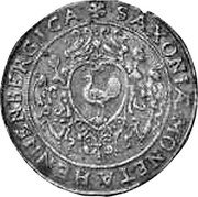 Germany 40 Groschen (2 Guldentaler) 1622 S XF sold app. $15,750 in 05.2003 Hess-Divo auction. KM# 14 Henneberg / Countship / Regular Coinage coin reverse