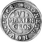 Germany 6 Mariengroschen 1668 AS KM# 78 Hannover / Provincial City / Regular Coinage coin reverse