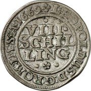 Germany 8 Schilling (1/2 Mark) 1669 (k) KM# 243 Hamburg / Free City / Regular Coinage coin reverse