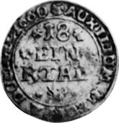 Germany 1/18 Thaler 1660 (d) KM# 58 Jever / Lordship / Regular Coinage coin reverse