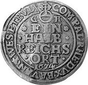 Germany 1/2 Ort (1/8 Thaler) 16Z4 GH KM# 40 Hildesheim / Bishopric / Regular Coinage coin reverse Germany 1/2 Ort (1/8 Thaler) 16Z4 GH KM# 40 Hildesheim / Bishopric / Regular Coinage coin reverse