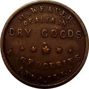 USA 1 Cent (Civil War Token. Moses Weaver Lena. Illinois) M. WEAVER DEALER IN DRY GOODS & GROCERIES LENA, ILL. coin reverse USA 1 Cent (Civil War Token. Moses Weaver Lena. Illinois) M. WEAVER DEALER IN DRY GOODS & GROCERIES LENA, ILL. coin reverse