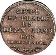 France 1 Centime (Gengembre Process. Pattern) COUPÉ ET FRAPPÉ EN MÊME TEMS PAR PH. GENGEMBRE coin reverse