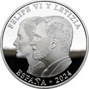 Spain 10 Euro (Philip VI Proclamation) FELIPE VI Y LETIZIA ESPAÑA - 2024 coin obverse Spain 10 Euro (Philip VI Proclamation) FELIPE VI Y LETIZIA ESPAÑA - 2024 coin obverse
