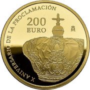 Spain 200 Euro (Philip VI Proclamation) X ANIVERSARIO DE LA PROCLAMACIÓN 200 EURO M coin reverse Spain 200 Euro (Philip VI Proclamation) X ANIVERSARIO DE LA PROCLAMACIÓN 200 EURO M coin reverse