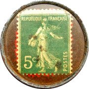 France 5 Centimes (Cafe Campinas) REPUBLIQUE FRANÇAISE 5C POSTES coin reverse