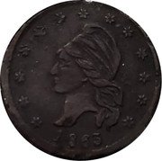 USA One Cent (Civil War Token. Millions for Defense Not One Cent for Tribute) 1863 coin obverse USA One Cent (Civil War Token. Millions for Defense Not One Cent for Tribute) 1863 coin obverse