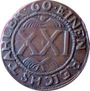 Germany 21 Heller (6 Pfennig) 1689 KM# 20 Bocholt Provincial Town / Regular Coinage coin reverse