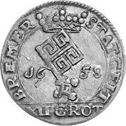 Germany 12 Grote (1/6 Thaler) 1658 KM# 123 Bremen / Free City / Regular Coinage coin obverse