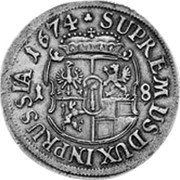 Germany 18 Gröscher (1/5 Thaler) 1674 HS KM# 431 Electorate and Margraviate / Regular Coinage coin reverse