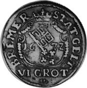 Germany 6 Grote (1/12 Thaler) 1672 HL KM# 148 Bremen / Free City / Regular Coinage coin obverse